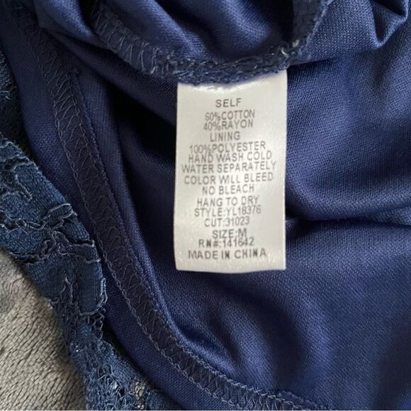 Ya Los Angeles Navy Long Sleeve Lace Mini Dress - Picture 3 of 7